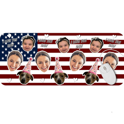 Personalized Face Photo Desk Mat for Dad, Custom Kids Face Office Gift