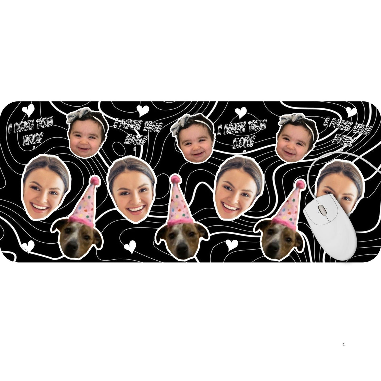 Personalized Face Photo Desk Mat for Dad, Custom Kids Face Office Gift