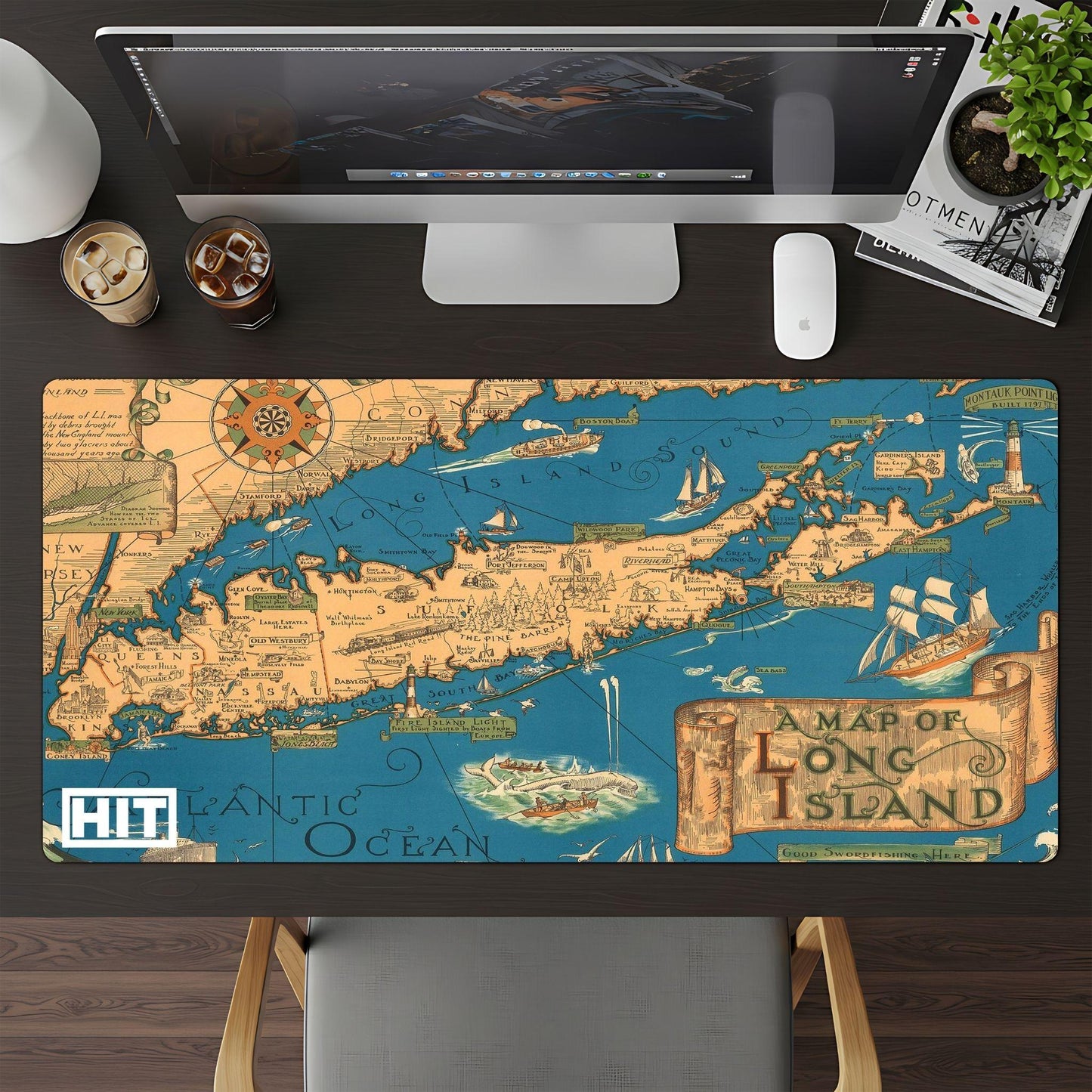 Old Map Drawing of Long Island