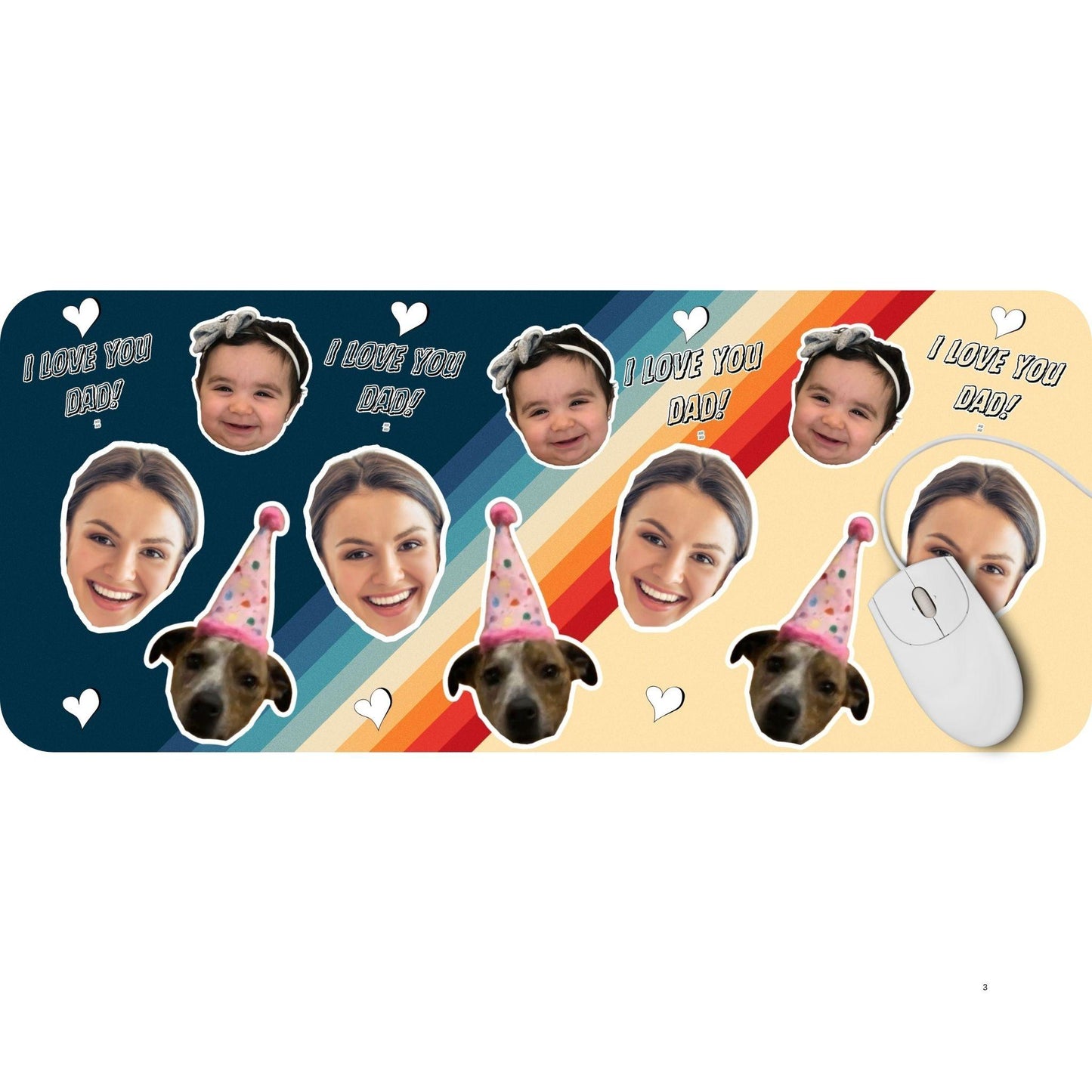 Personalized Face Photo Desk Mat for Dad, Custom Kids Face Office Gift