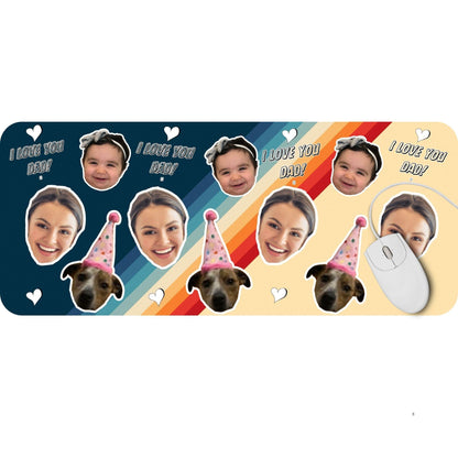 Personalized Face Photo Desk Mat for Dad, Custom Kids Face Office Gift