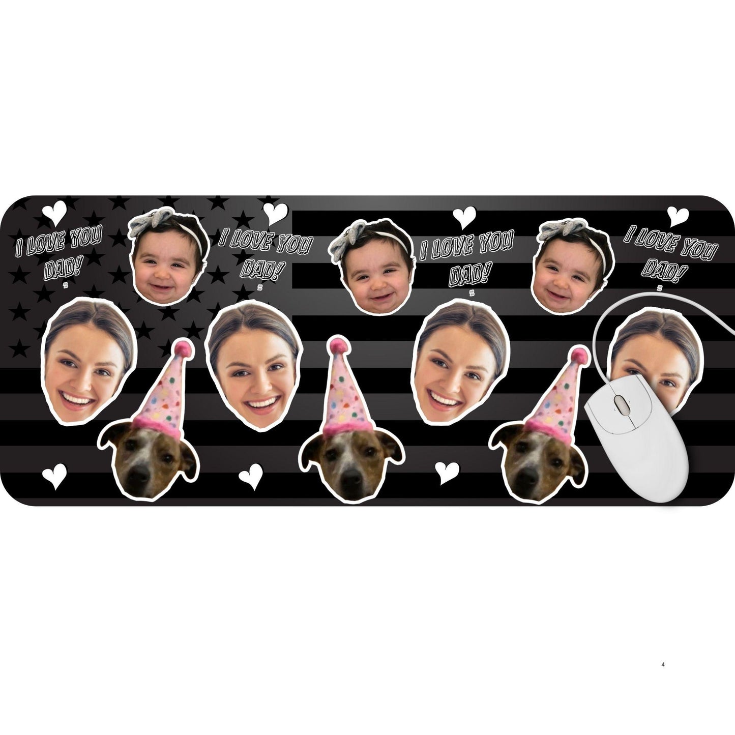 Personalized Face Photo Desk Mat for Dad, Custom Kids Face Office Gift