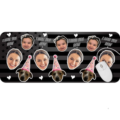 Personalized Face Photo Desk Mat for Dad, Custom Kids Face Office Gift