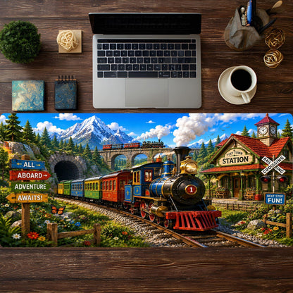 The Tiny Train Station Desk Pad