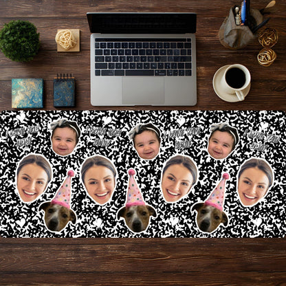 Personalized Face Photo Desk Mat for Dad, Custom Kids Face Office Gift