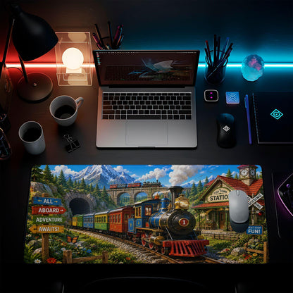 The Tiny Train Station Desk Pad