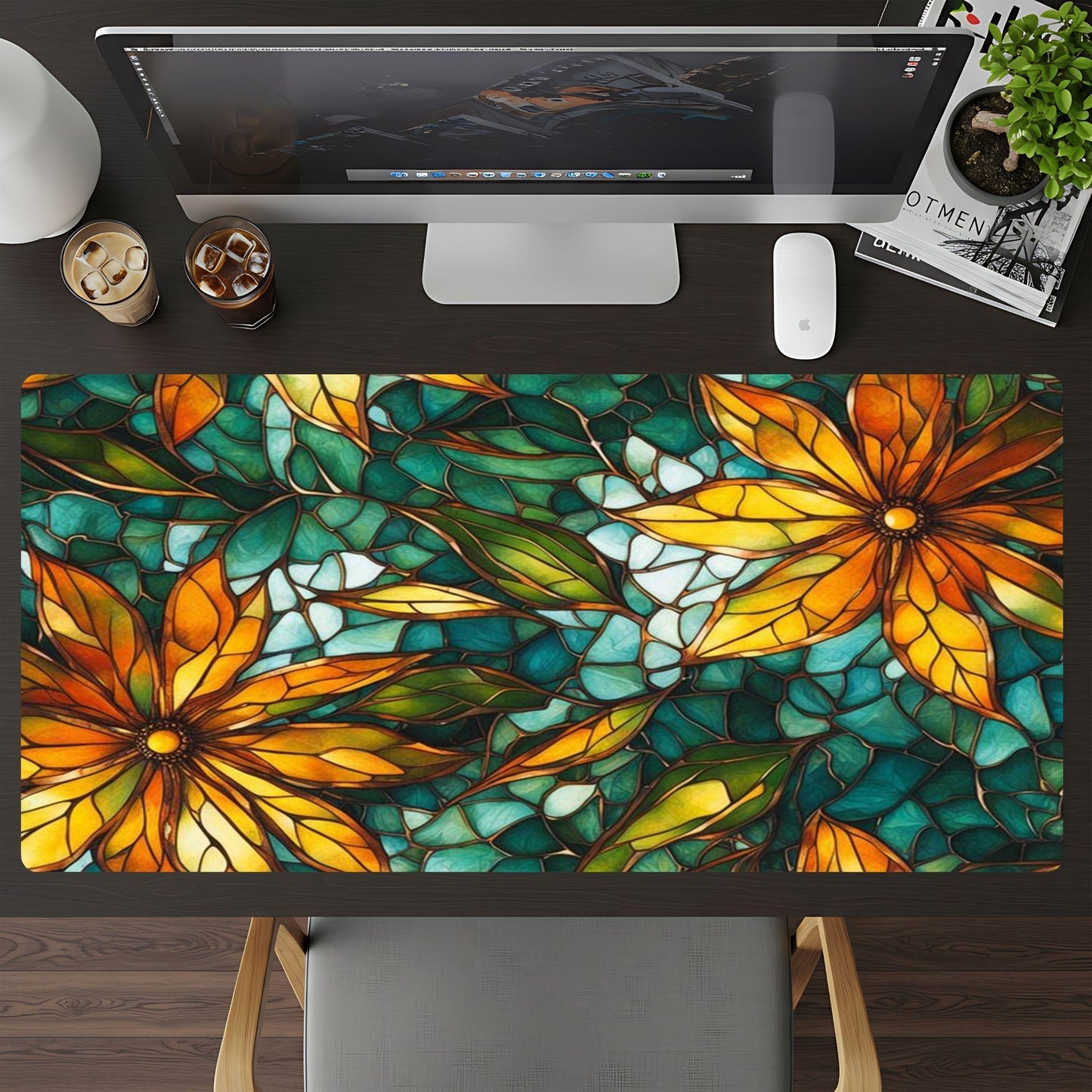 Green Floral Stained Glass - HEYITSTRENDY