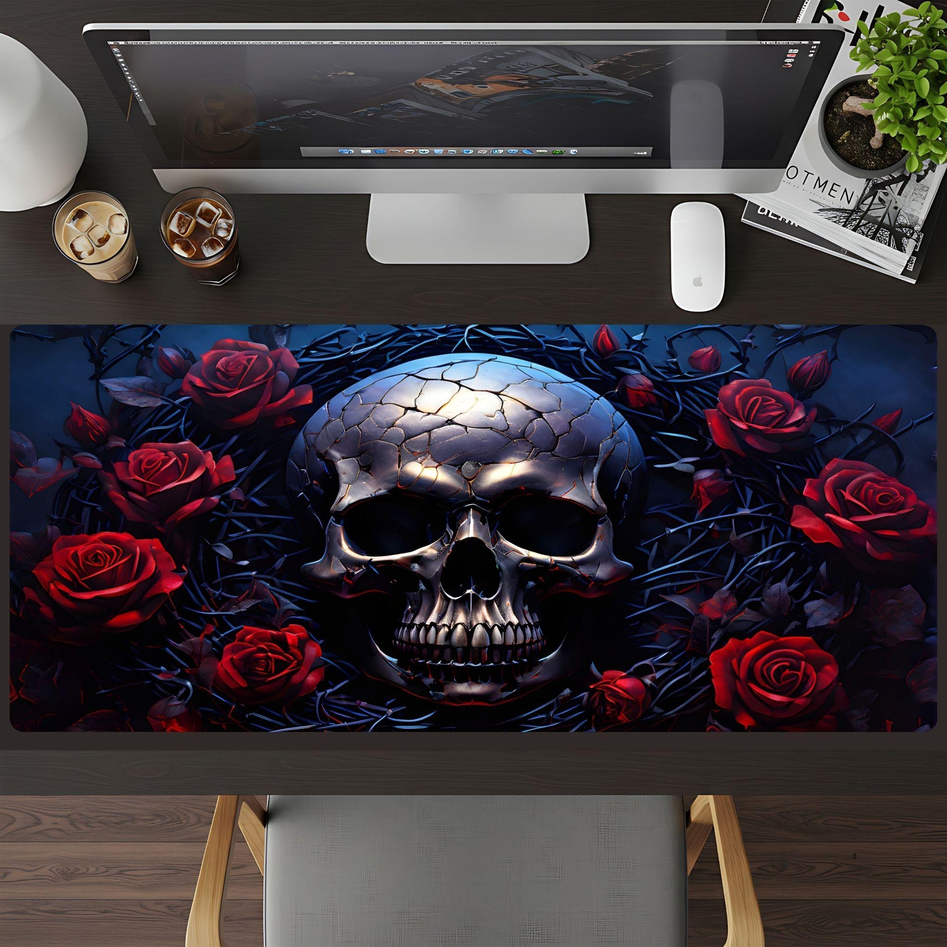 Skull and Roses Desk Pad - HEYITSTRENDY
