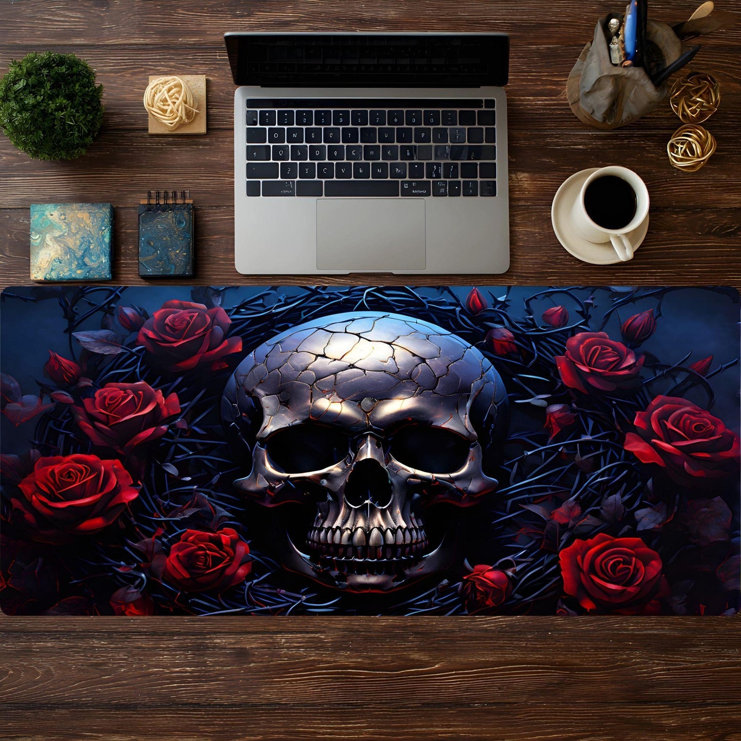 Skull and Roses Desk Pad - HEYITSTRENDY