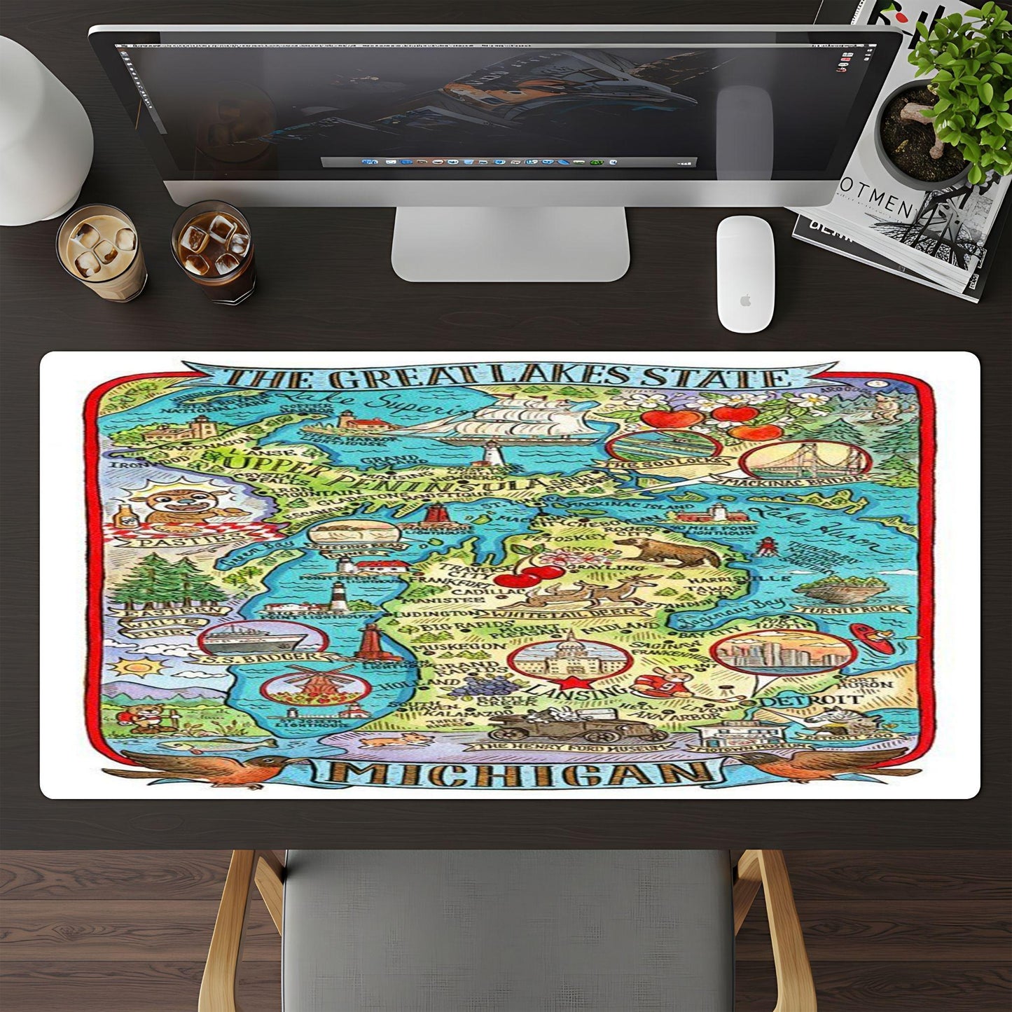 The Great Lakes Michigan Map Drawing - HEYITSTRENDY